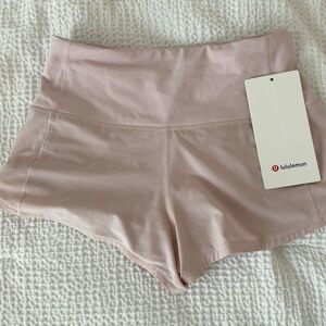 lululemon high rise speed up shorts size 0 2.5” flush pink